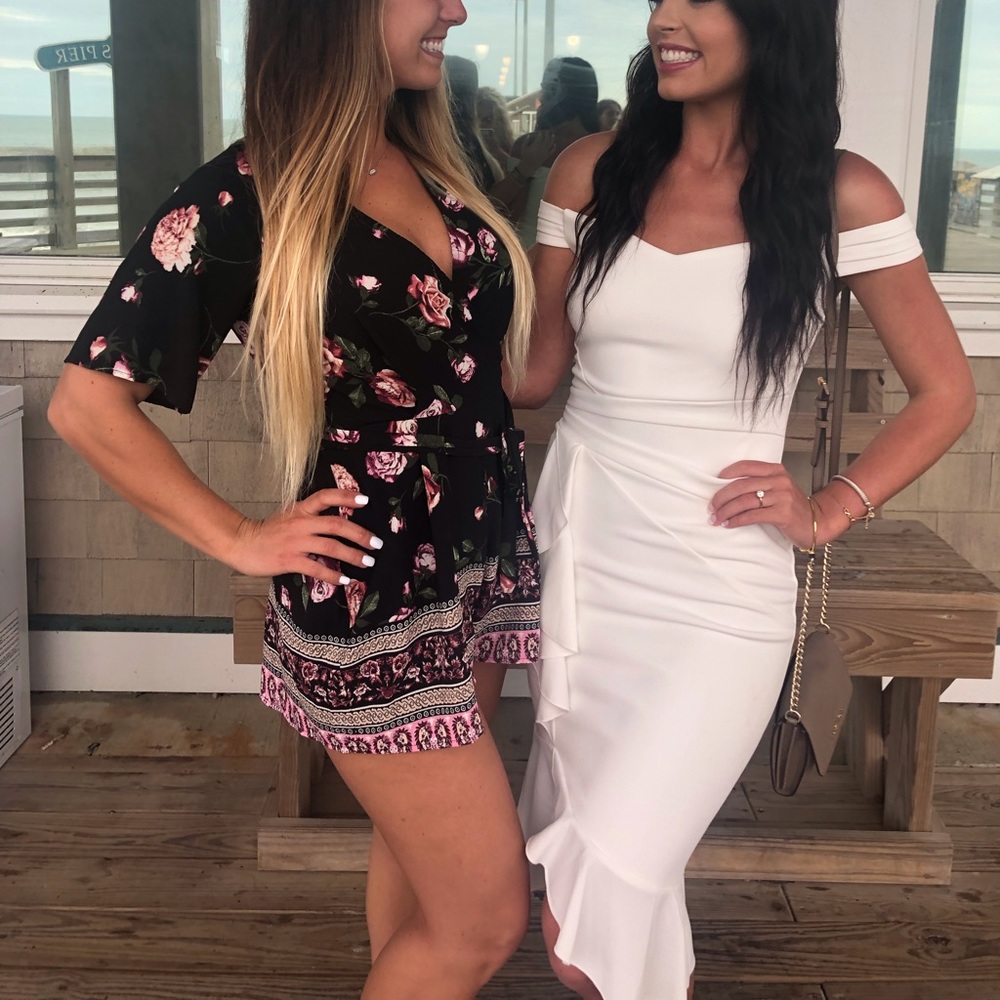 Off The Shoulder Flounce Hem Dress